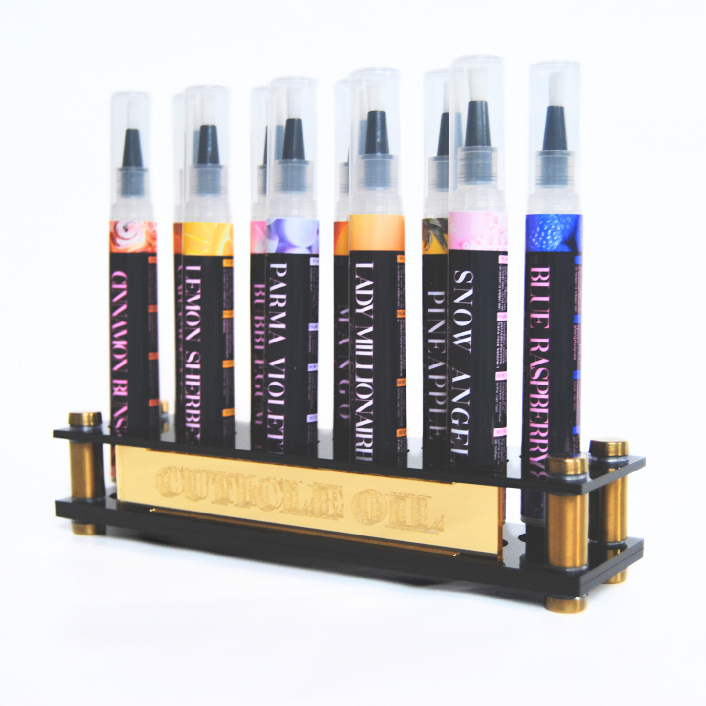 Blabz Beauty Bar Black & Gold Acrylic Cuticle Oil Retail Display Stand (6ml / 5ml - 10 Hole) Blabz Beauty Bar