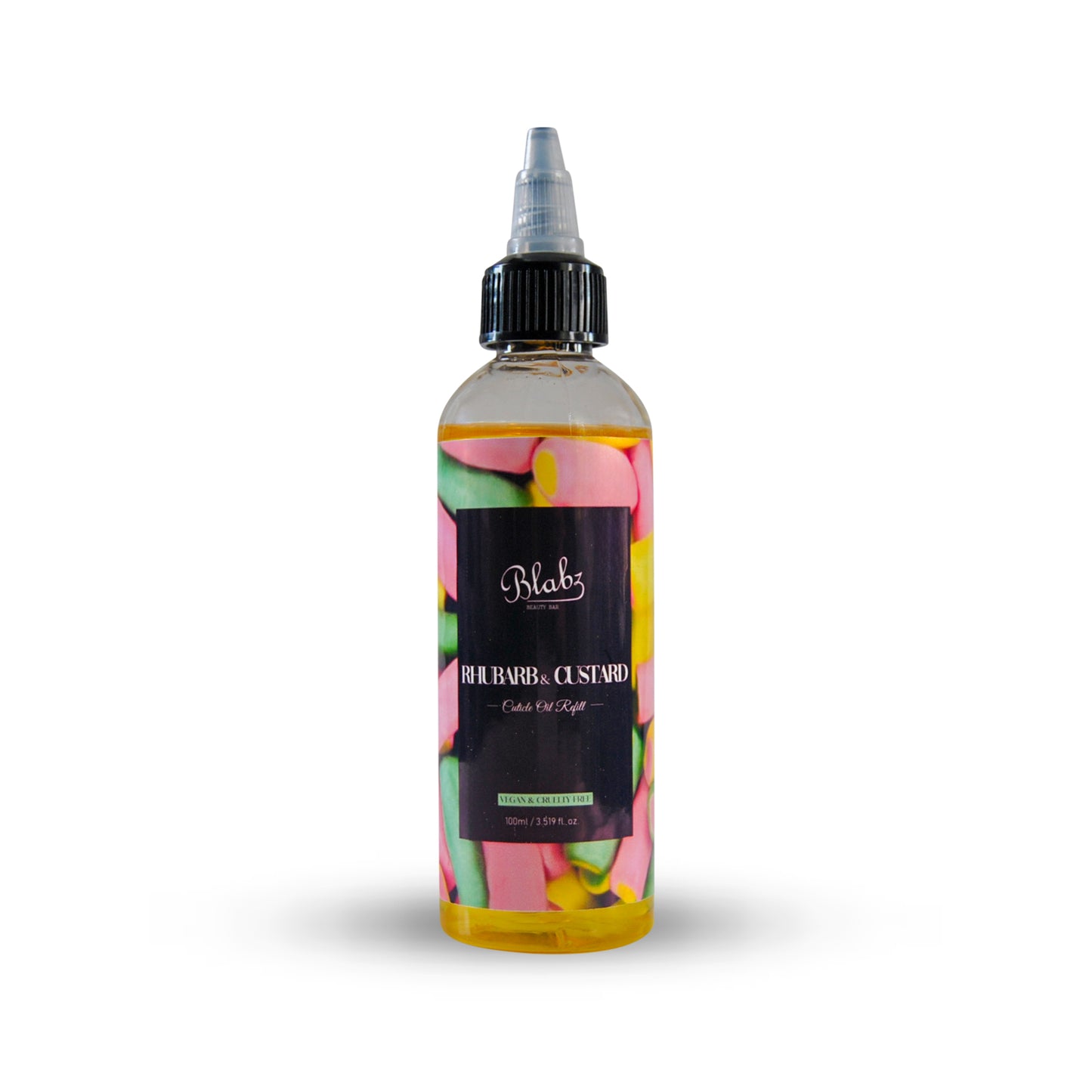 Blabz Beauty Bar Rhubarb & Custard Scented 100ml Cuticle Oil Refill Bottle Blabz Beauty Bar