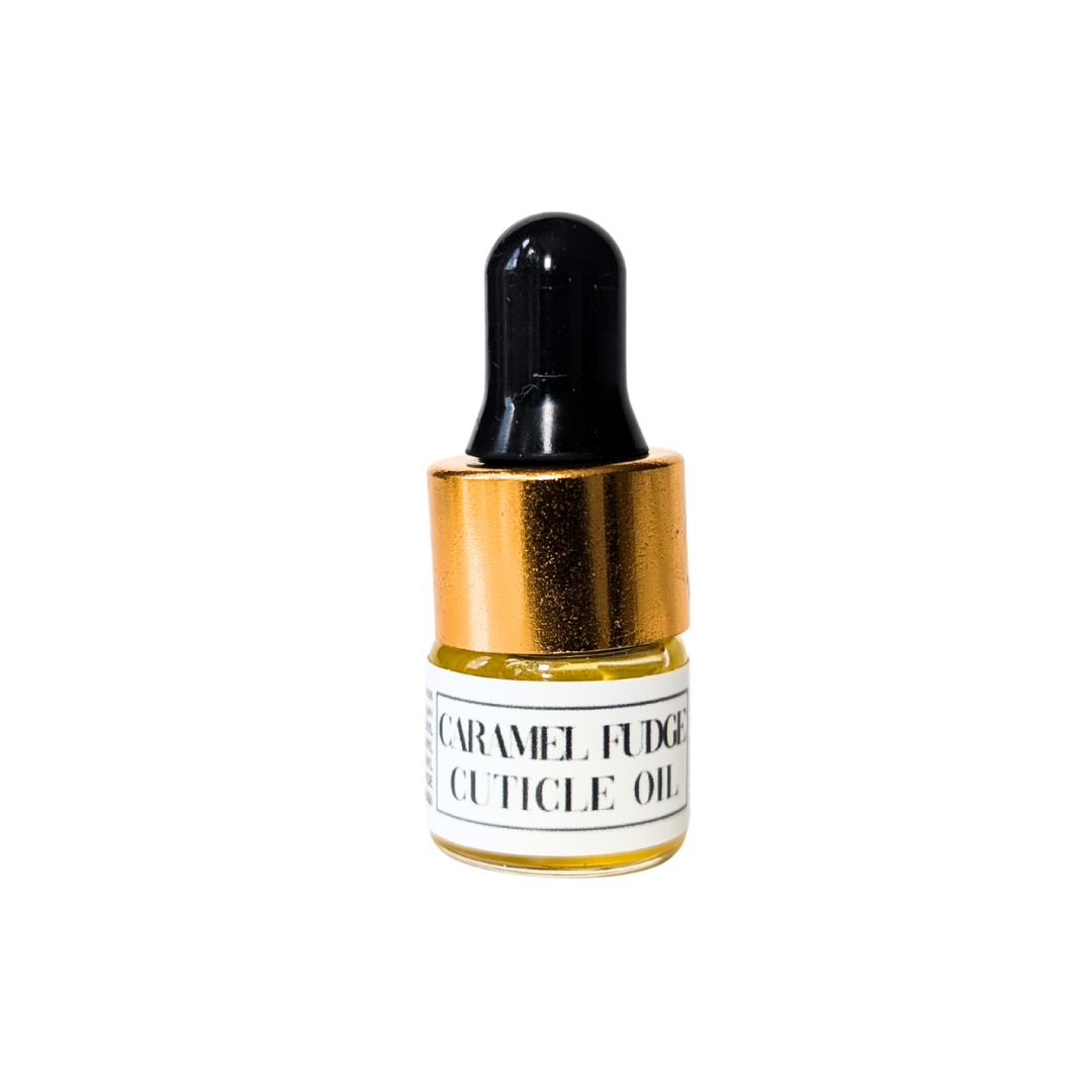 Caramel Fudge Scented 1ml Mini Cuticle Oil Dropper Bottle Samples