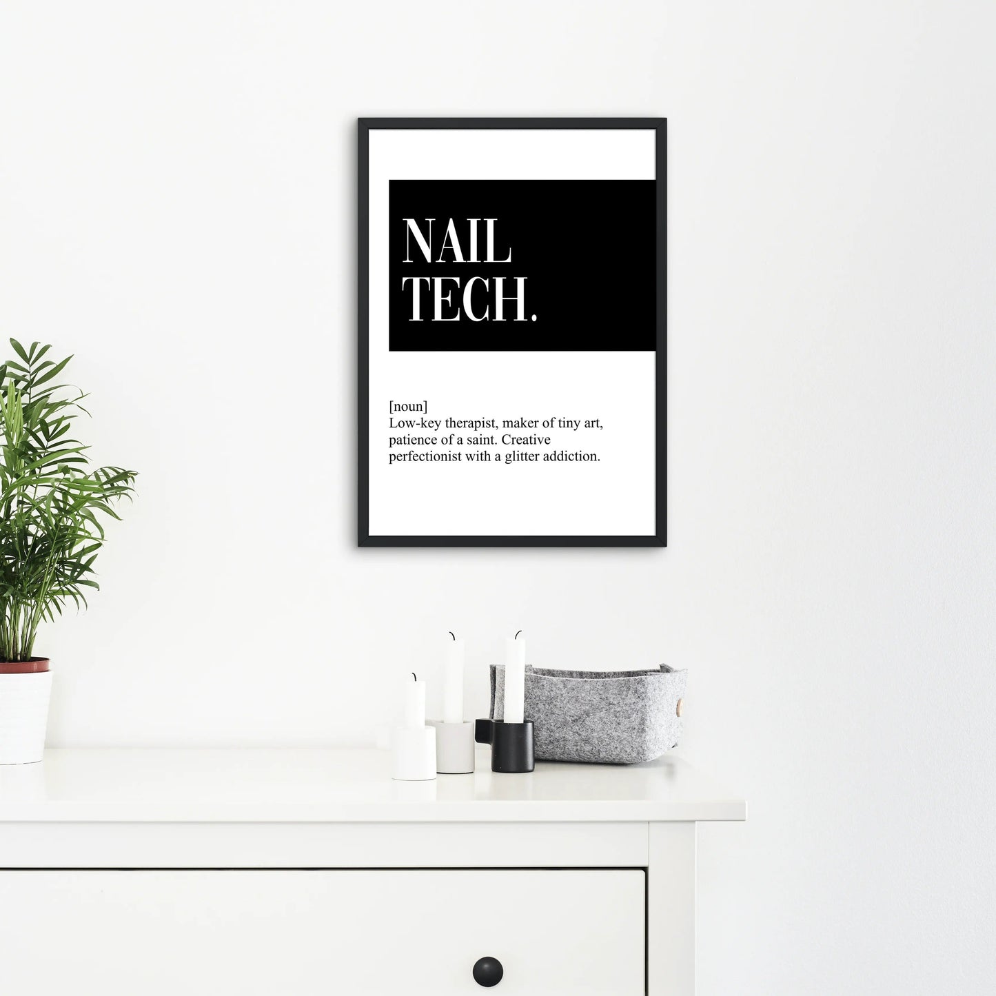 Blabz Beauty Bar Framed A4 Nail Technician Definition Quote Wall Art Black and White Print Blabz Beauty Bar