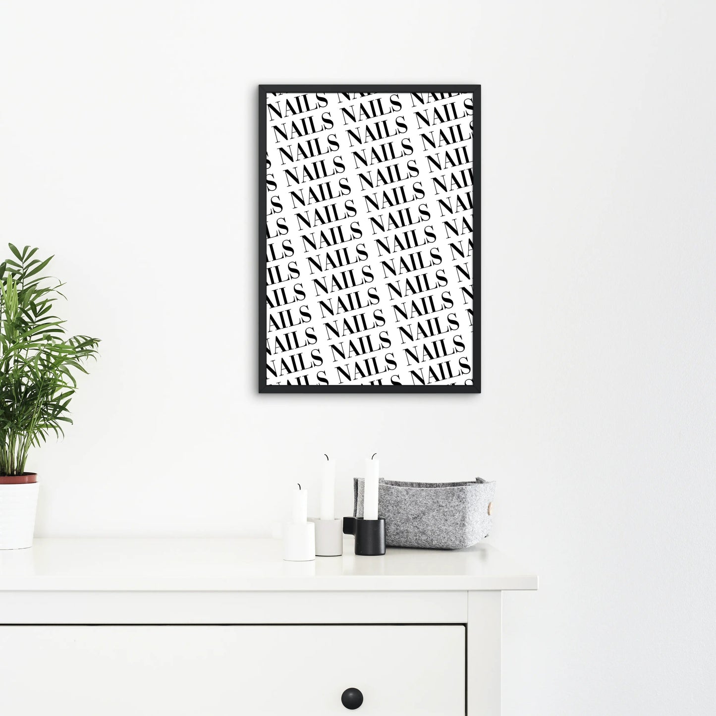 Blabz Beauty Bar Framed A4 Nails Typography Patterned Wall Art Black and White Print Blabz Beauty Bar