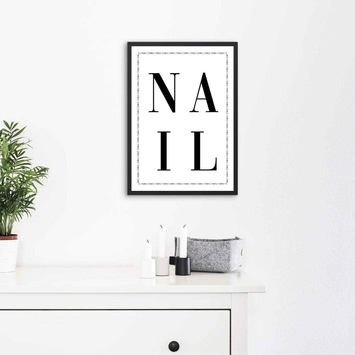 Blabz Beauty Bar Framed A4 Nails Typography Nail Graphic Wall Art Black and White Print Blabz Beauty Bar