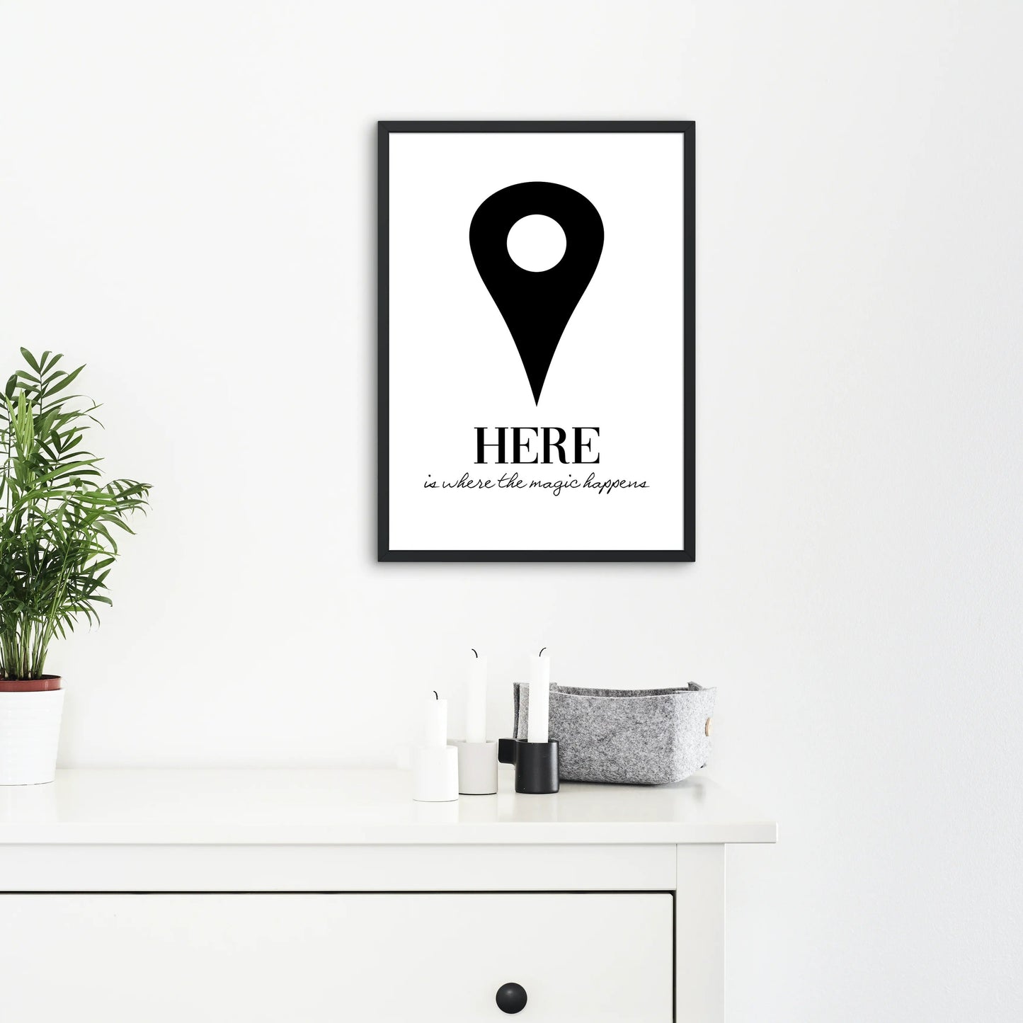 Blabz Beauty Bar Framed A4 Here Is Where The Magic Happens Quote Wall Art Black and White Print Blabz Beauty Bar