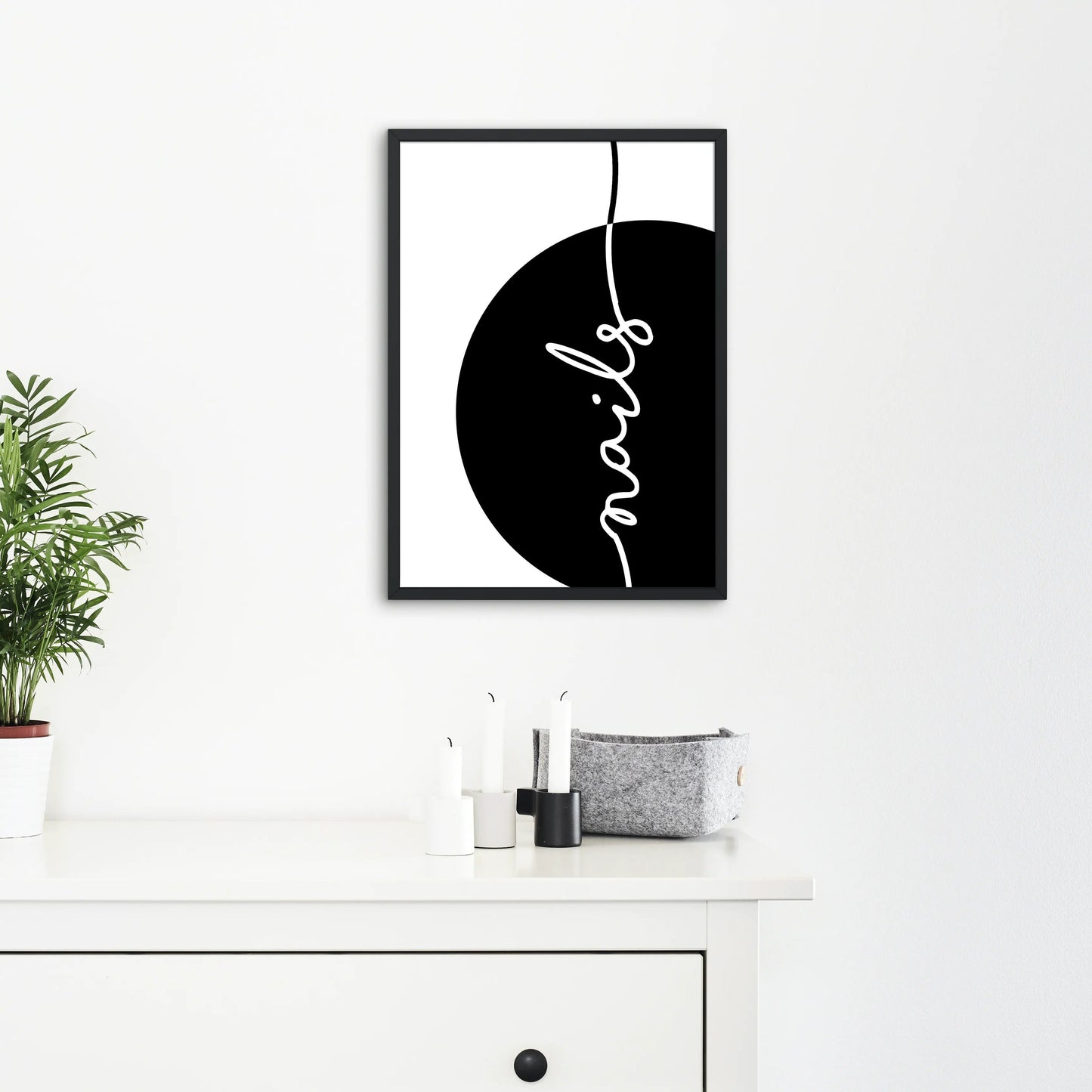 Blabz Beauty Bar Framed A4 Nails Typography Circle Block Wall Art Black and White Print Blabz Beauty Bar