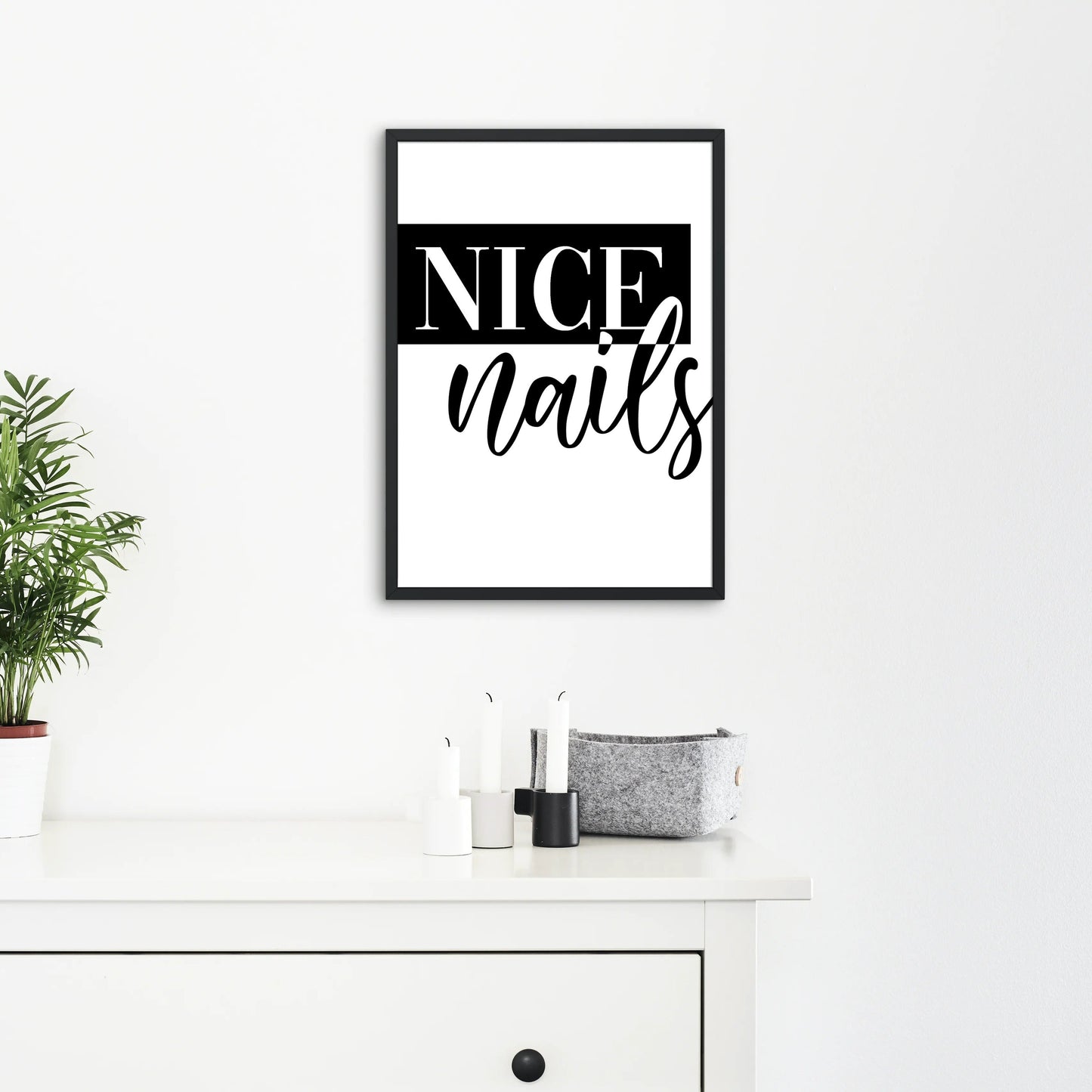 Blabz Beauty Bar Framed A4 Nice Nails Quote Wall Art Black and White Print Blabz Beauty Bar