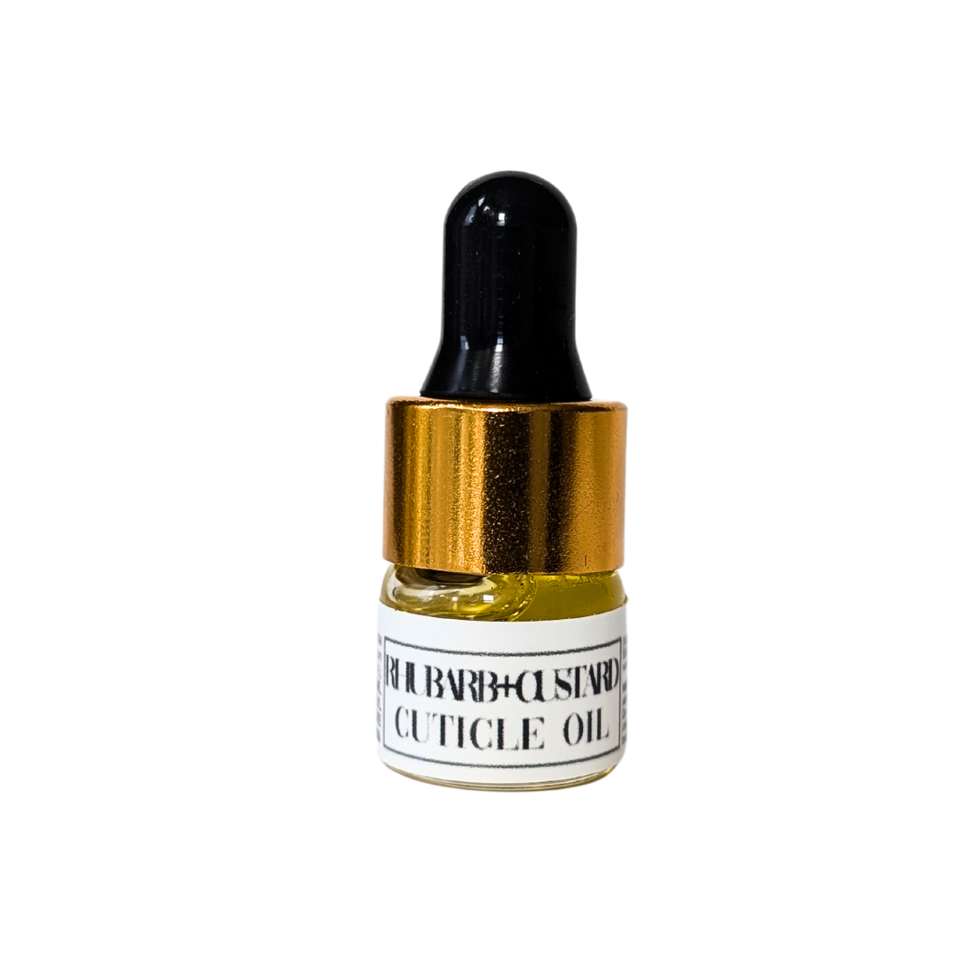 Rhubarb & Custard Scented 1ml Mini Cuticle Oil Dropper Bottle Samples