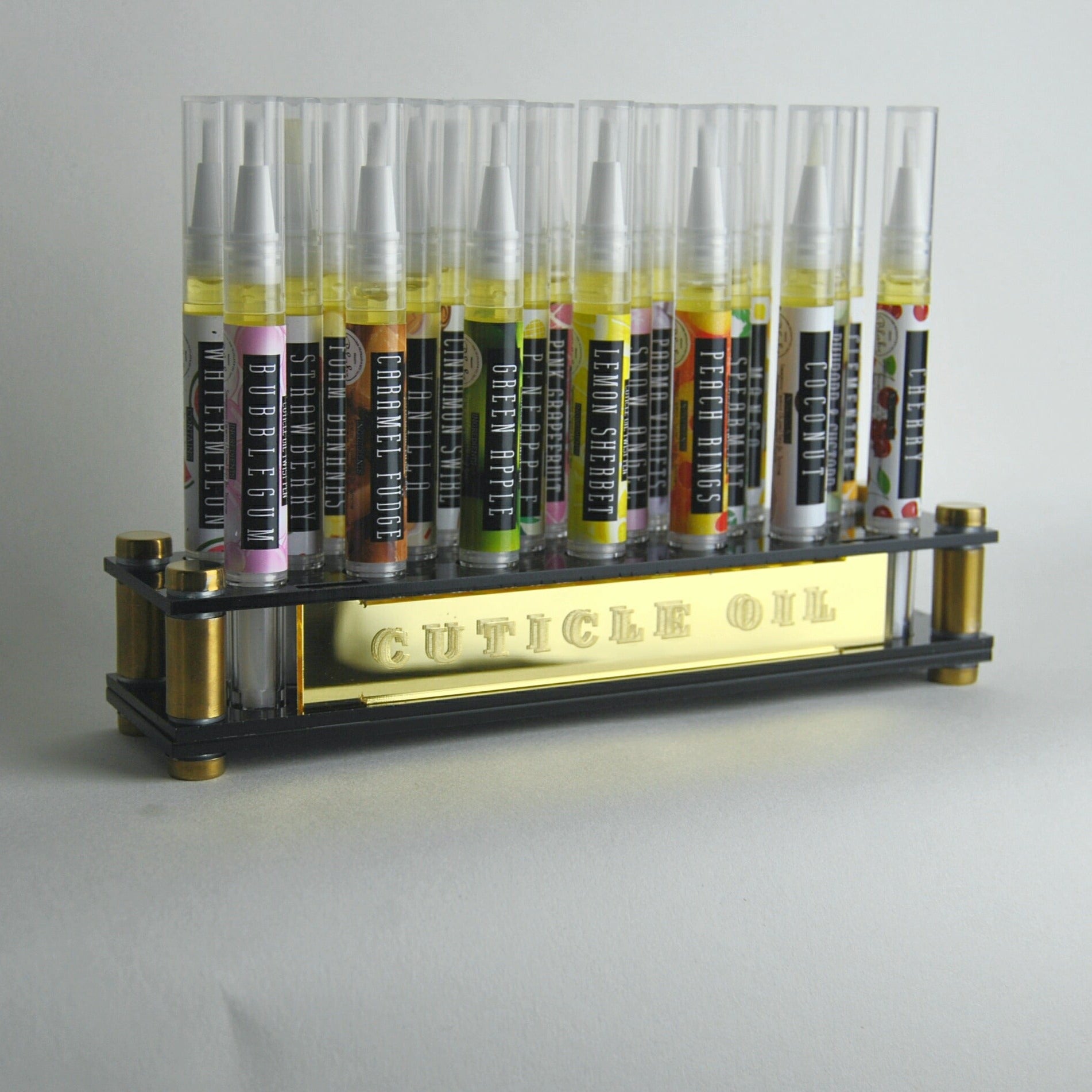 Blabz Beauty Bar Black & Gold Acrylic Cuticle Oil Retail Display Stand (3ml - 20 Hole) Blabz Beauty Bar 